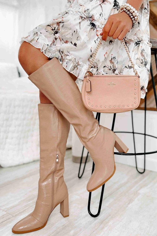 Olanda Faux Croc Knee High Billini Boots (Honey Croc) · NanaMacs - Image 2