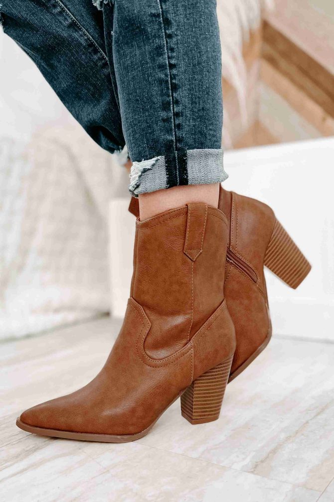 Musical Nights Faux Leather Pointed Toe Western Boots (Tan) · NanaMacs - Image 4