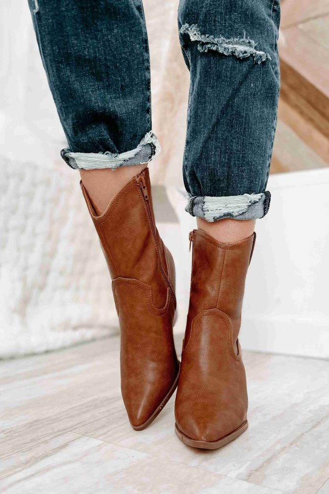 Musical Nights Faux Leather Pointed Toe Western Boots (Tan) · NanaMacs - Image 3