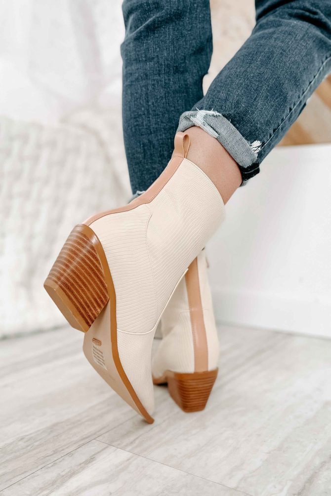 Umeko Lizard Embossed High Ankle Billini Booties (Oatmeal Lizard) · NanaMacs - Image 2