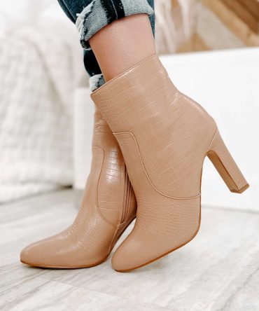 Slaying The Game Faux Croc Billini Booties (Honey Croc) · NanaMacs