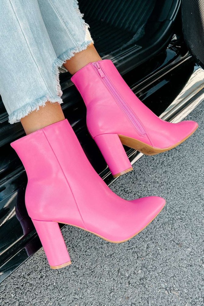 Hot Take Faux Leather Booties (Hot Pink) · NanaMacs - Image 2