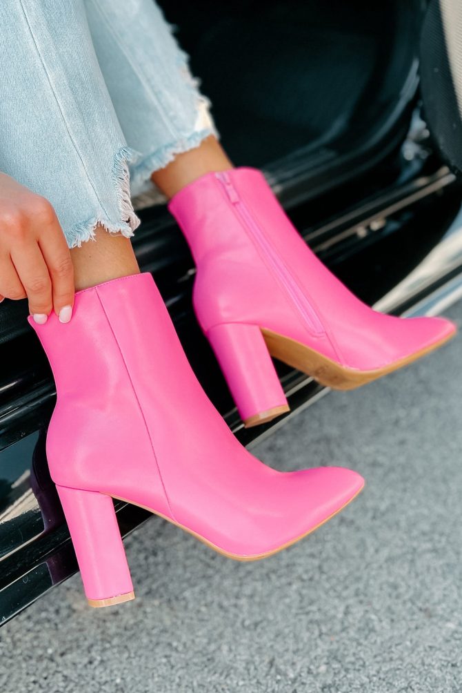 Hot Take Faux Leather Booties (Hot Pink) · NanaMacs - Image 3