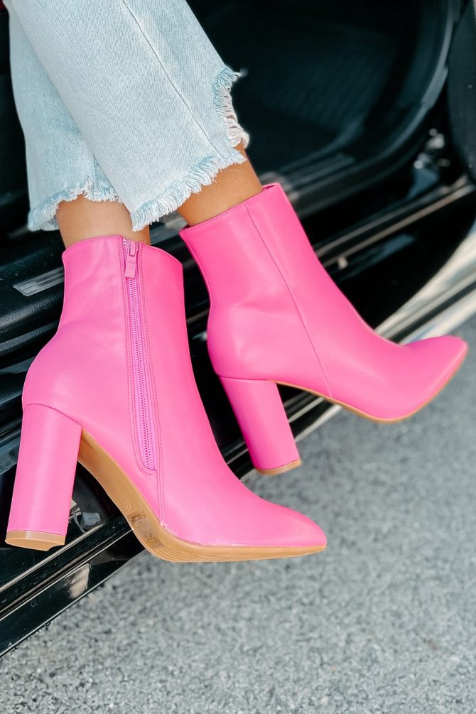 Hot Take Faux Leather Booties (Hot Pink) · NanaMacs - Image 4