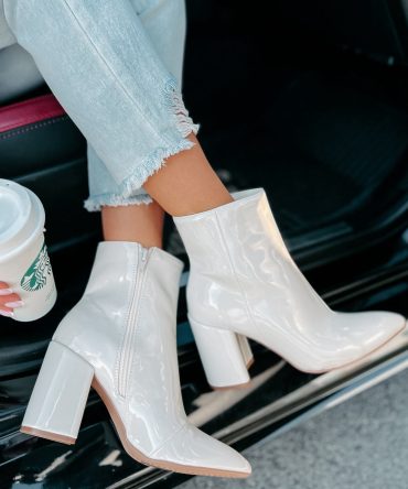 Mariko Patent Leather Booties (Stone) · NanaMacs