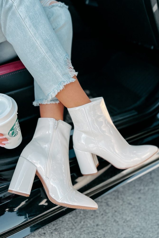 Mariko Patent Leather Booties (Stone) · NanaMacs