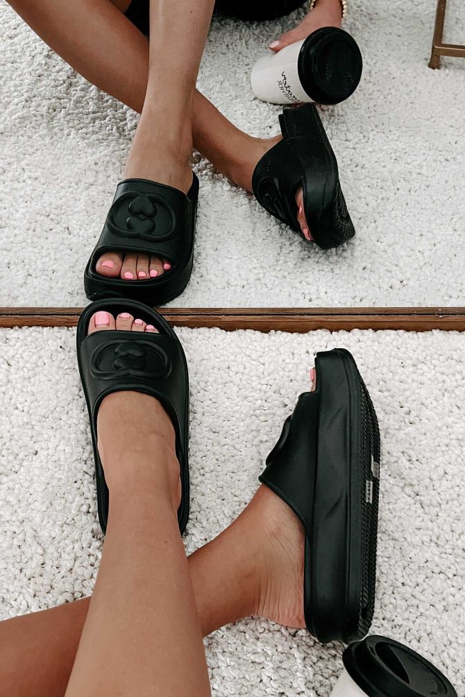 Always Chill PVC Platform Slide Sandals (Black) · NanaMacs - Image 4