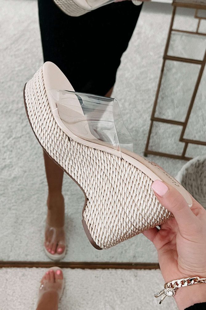 Sweet Attraction Clear Strap Braided Wedge Sandals (Nude) · NanaMacs - Image 4