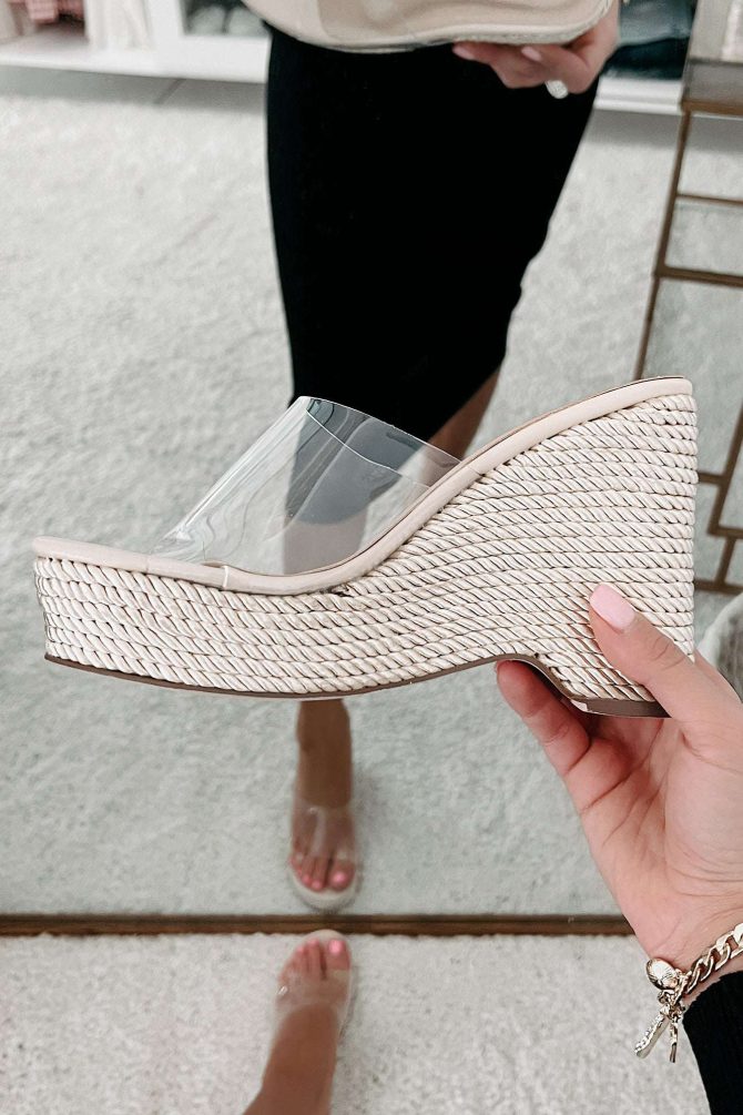 Sweet Attraction Clear Strap Braided Wedge Sandals (Nude) · NanaMacs - Image 2