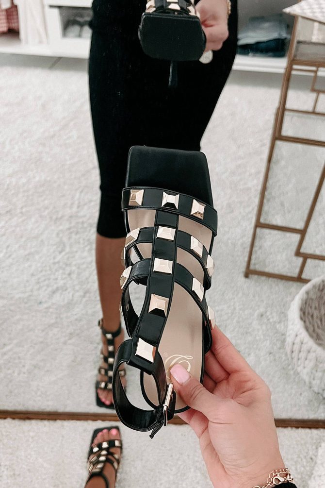Fierce Contender Studded Gladiator Heels (Black) · NanaMacs - Image 2