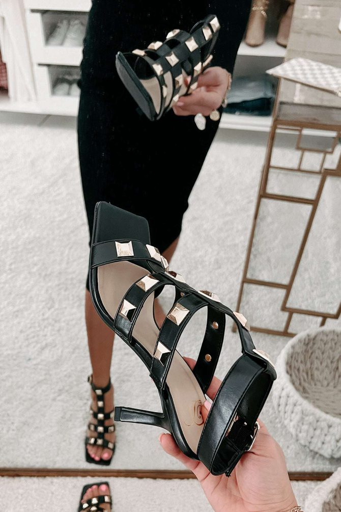 Fierce Contender Studded Gladiator Heels (Black) · NanaMacs - Image 4