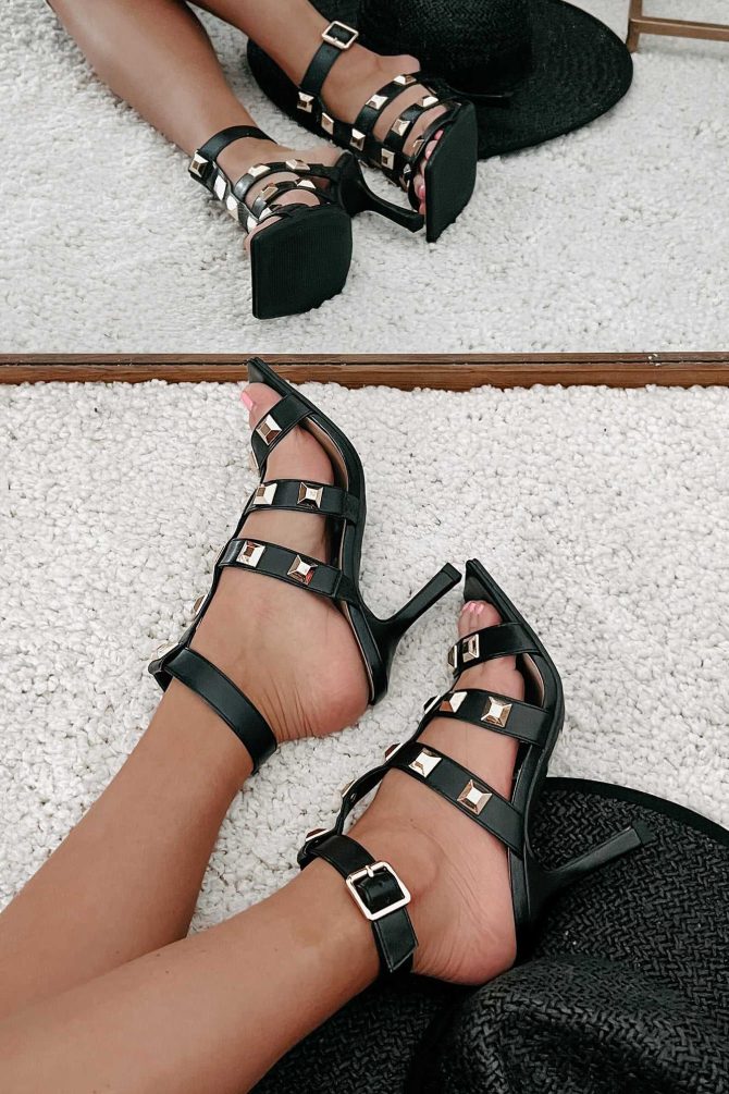 Fierce Contender Studded Gladiator Heels (Black) · NanaMacs - Image 3