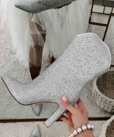 Anica Billini Rhinestone Booties (Silver) · NanaMacs