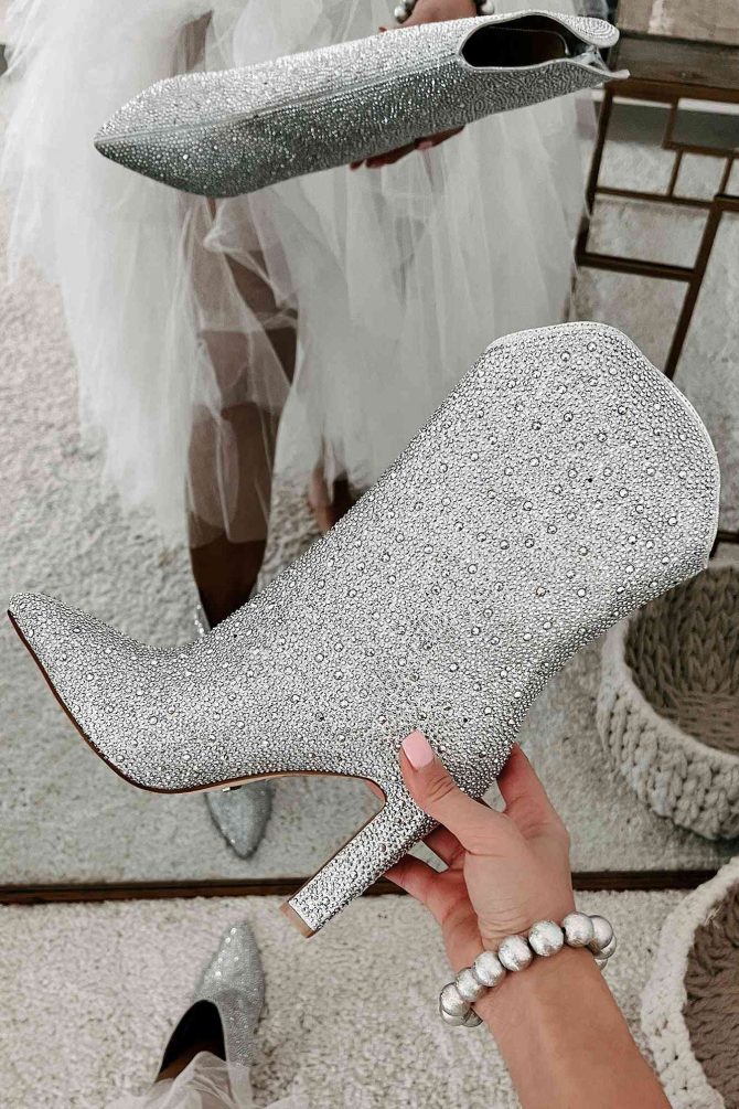 Anica Billini Rhinestone Booties (Silver) · NanaMacs