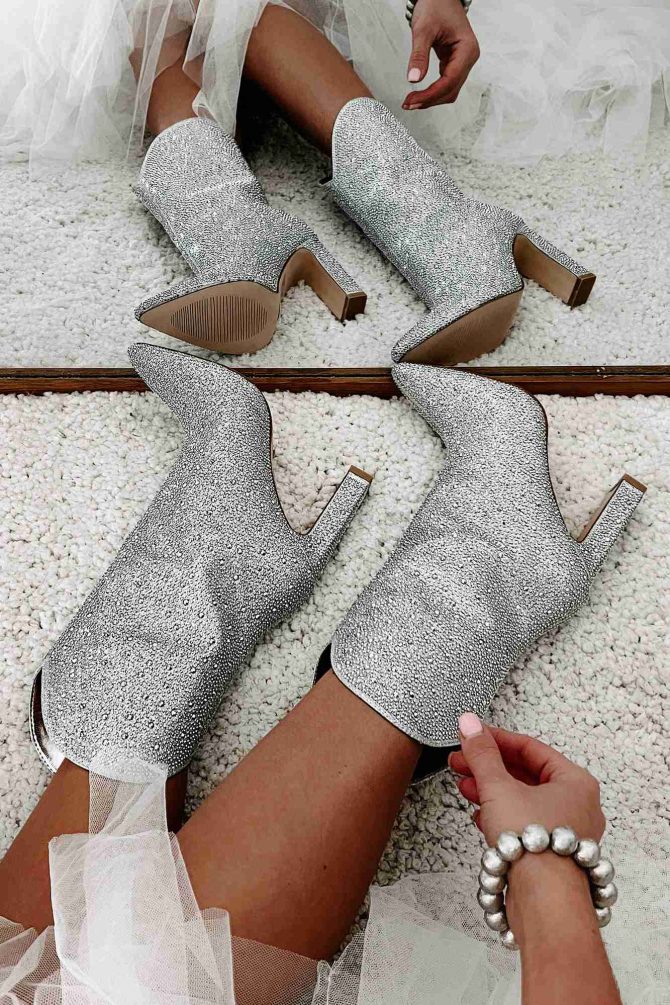 Anica Billini Rhinestone Booties (Silver) · NanaMacs - Image 4