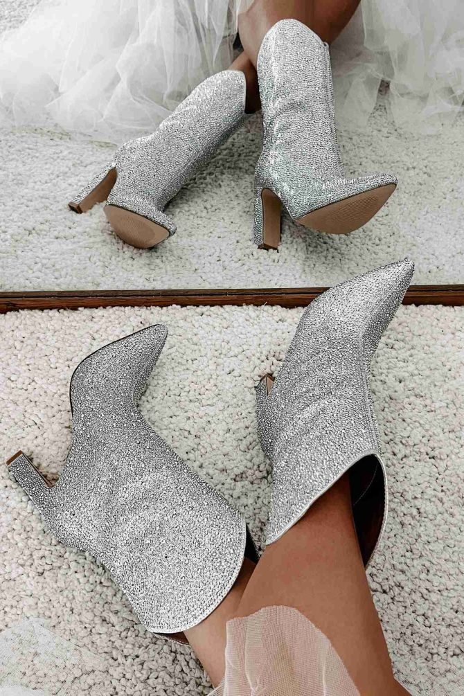 Anica Billini Rhinestone Booties (Silver) · NanaMacs - Image 2