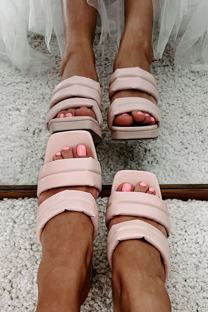 Double The Trouble Cushioned Strap Square Toe Heels (Pink) · NanaMacs - Image 4