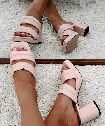 Double The Trouble Cushioned Strap Square Toe Heels (Pink) · NanaMacs