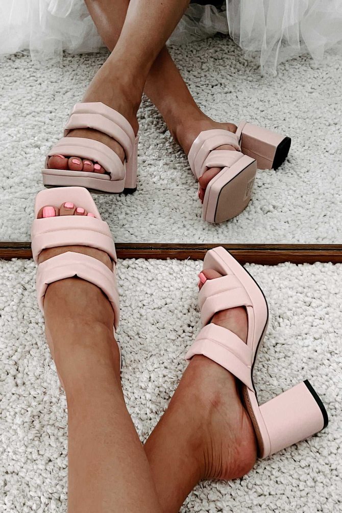 Double The Trouble Cushioned Strap Square Toe Heels (Pink) · NanaMacs