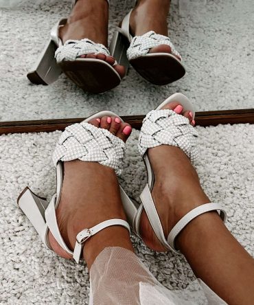 Aim Higher Beaded Strap Heeled Sandals (Ivory) · NanaMacs