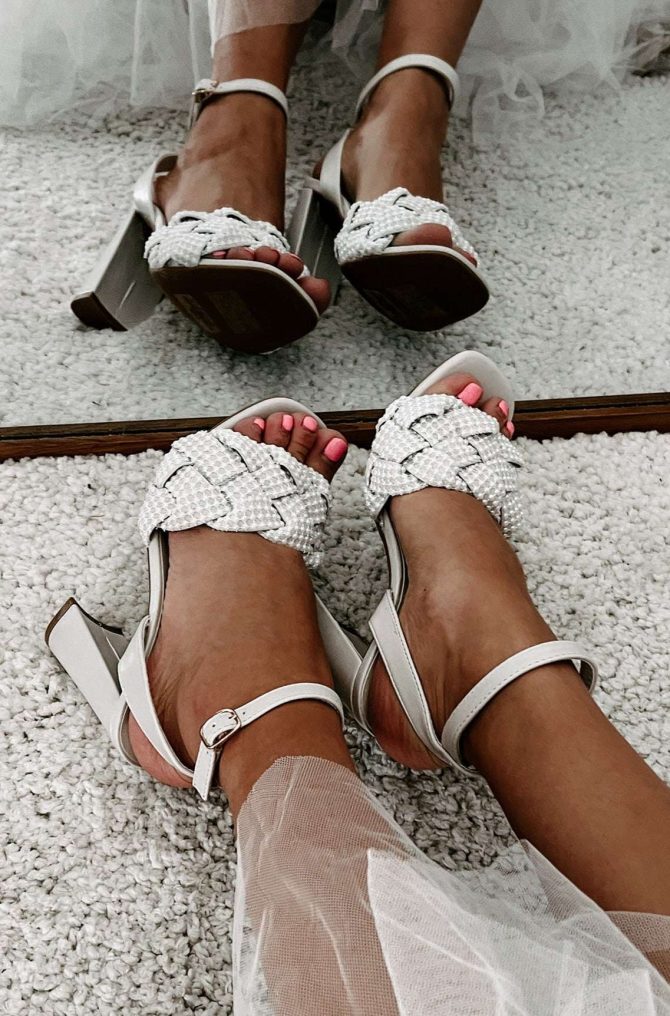 Aim Higher Beaded Strap Heeled Sandals (Ivory) · NanaMacs