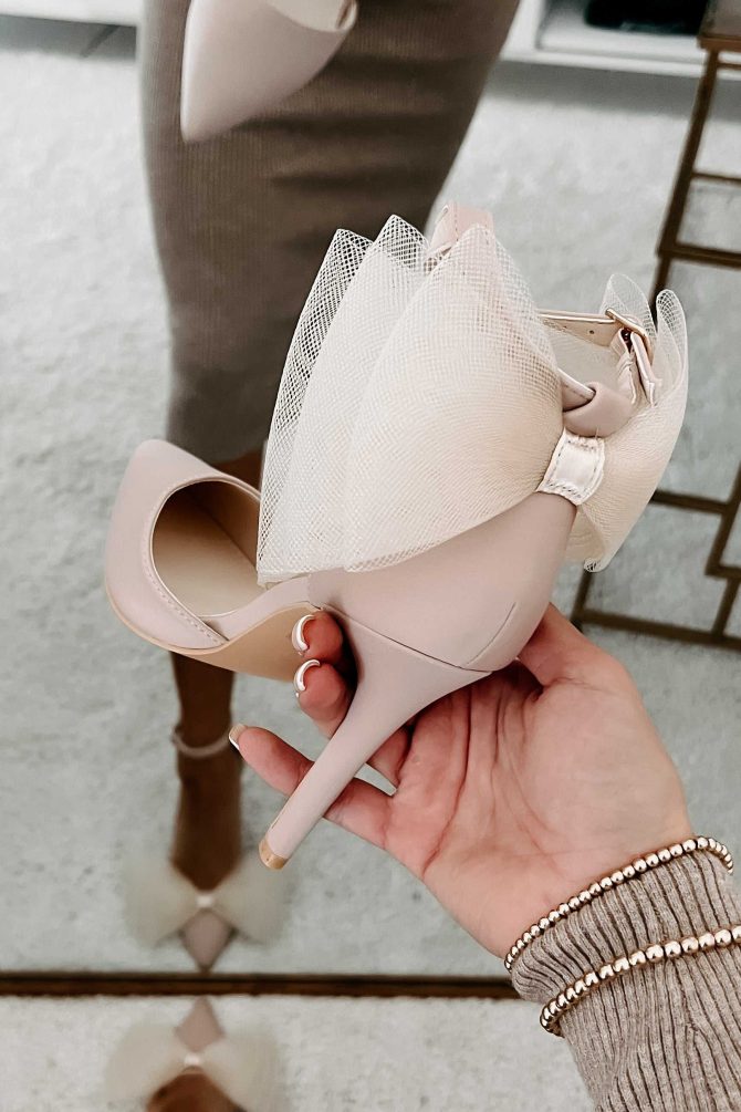 Mis-Matched Magic Bow Detailed Heels (Beige) · NanaMacs - Image 3