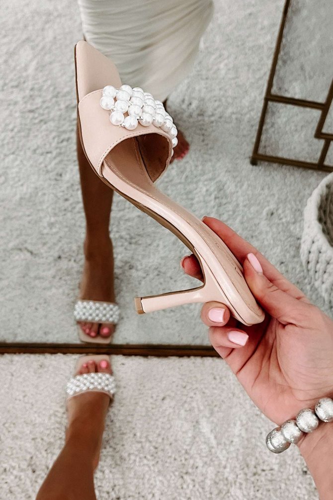 Sophisticated Take Square Toe Pearl Band Heels (Nude) · NanaMacs - Image 3