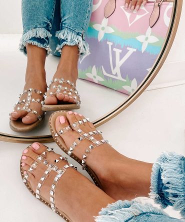 No Promises Studded Sandals (Clear) · NanaMacs