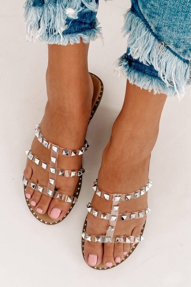No Promises Studded Sandals (Clear) · NanaMacs - Image 2