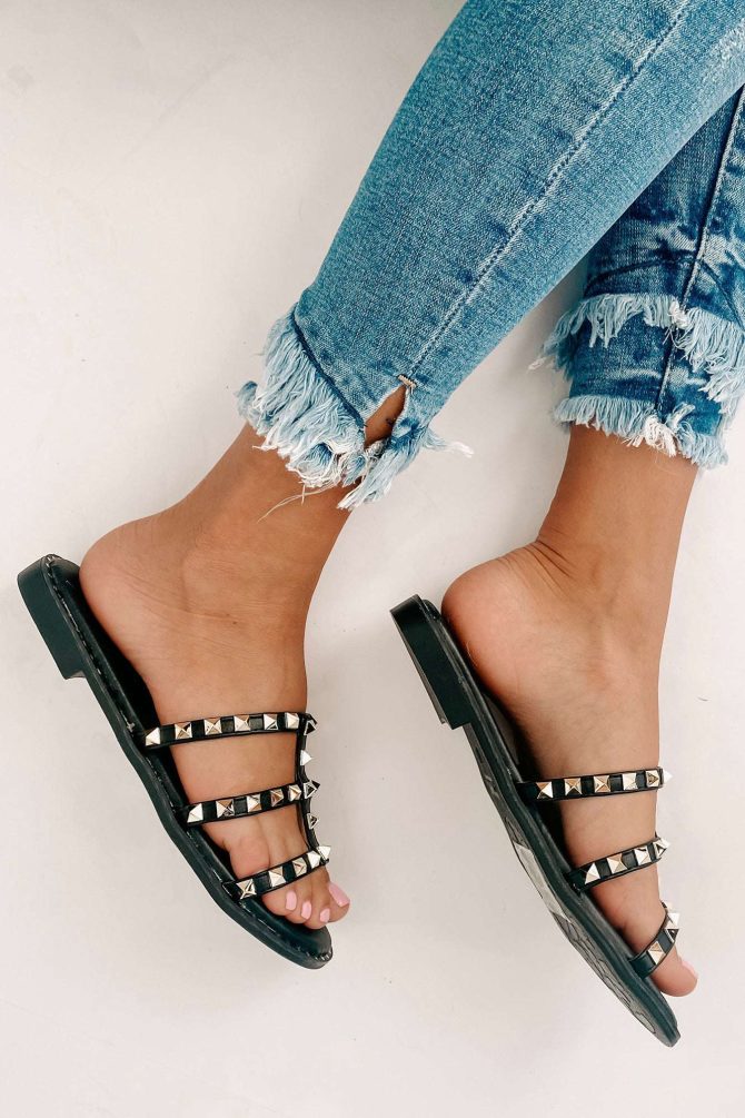 No Promises Studded Sandals (Black) · NanaMacs - Image 2