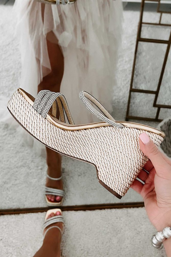 Summer Glow-Up Rhinestone Strap Braided Wedge Sandals (Gold Metallic) · NanaMacs - Image 2