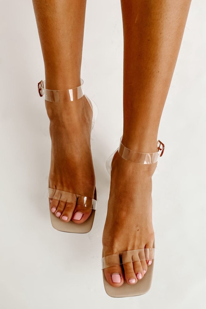Ukiah Square Toe Clear Heeled Sandal (Clear Nude) · NanaMacs - Image 3