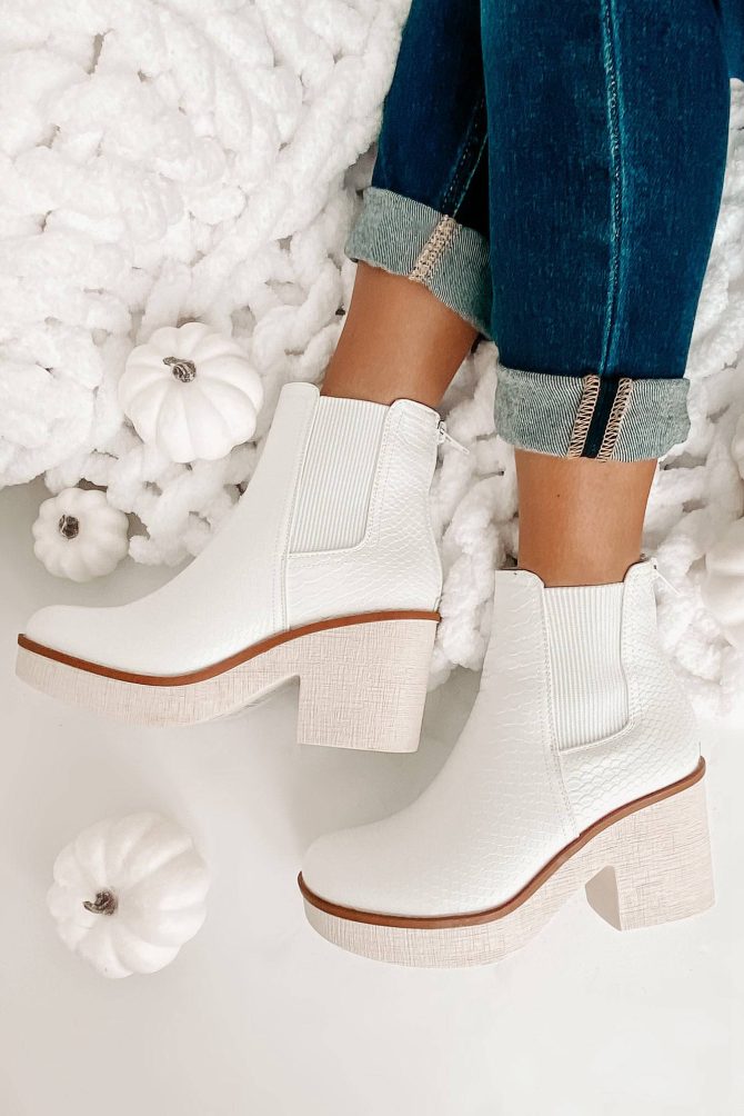 Flashback Favorites Textured Faux Leather Platform Booties (White) · NanaMacs - Image 2