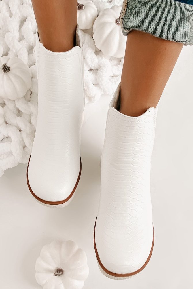 Flashback Favorites Textured Faux Leather Platform Booties (White) · NanaMacs - Image 4