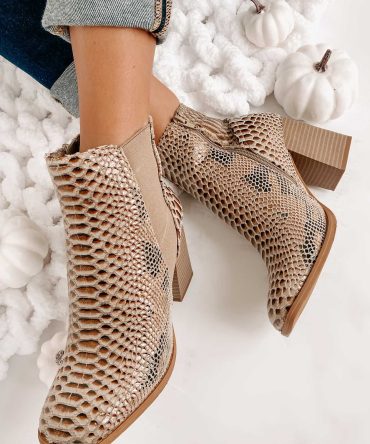 Cashin' Out Square Toed Textured Booties (Taupe) · NanaMacs