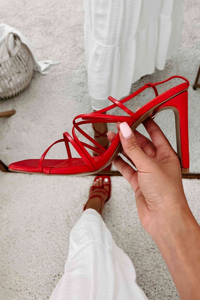 Miss Tabby Strappy Heeled Billini Sandals (Cherry) · NanaMacs - Image 2