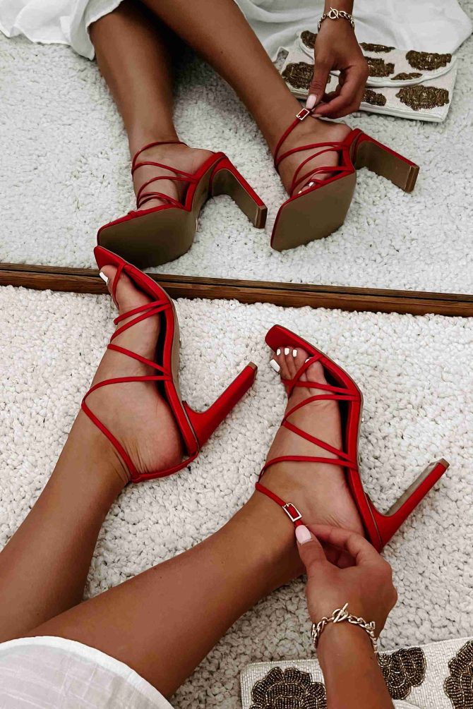 Miss Tabby Strappy Heeled Billini Sandals (Cherry) · NanaMacs - Image 4