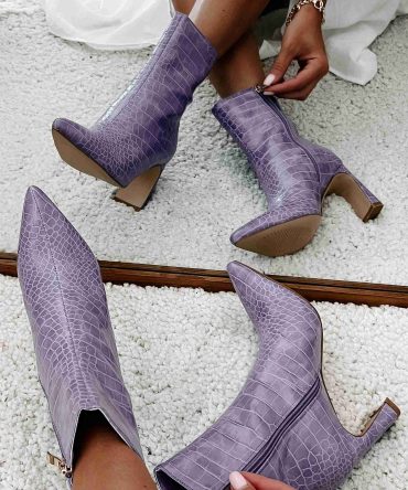 Layori Faux Croc Billini Booties (Amethyst Croc) · NanaMacs