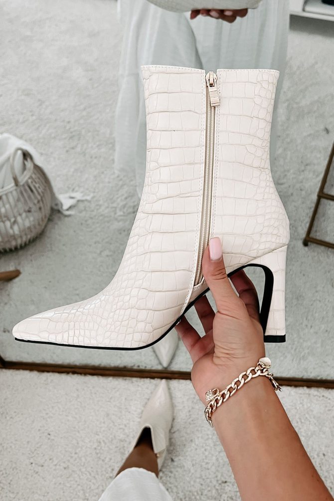 Layori Faux Croc Billini Booties (Ivory Croc) · NanaMacs - Image 2