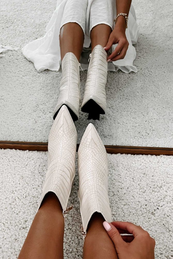 Layori Faux Croc Billini Booties (Ivory Croc) · NanaMacs - Image 3