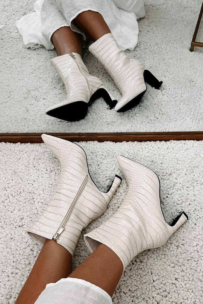 Layori Faux Croc Billini Booties (Ivory Croc) · NanaMacs - Image 4
