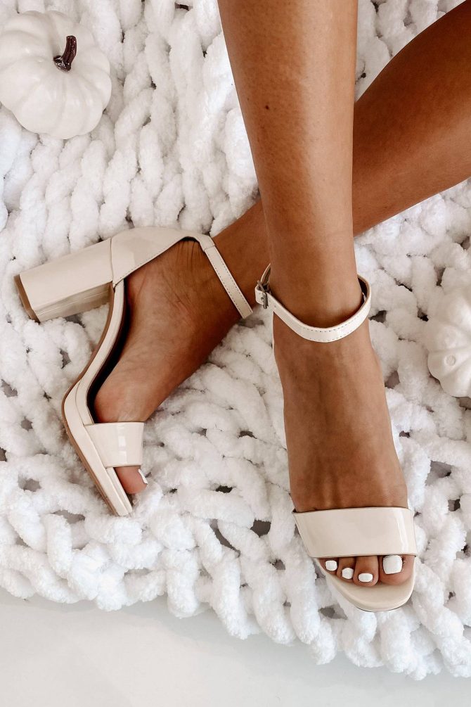 Popularity Contest Patent Leather Ankle Strap Heels (Bone) · NanaMacs