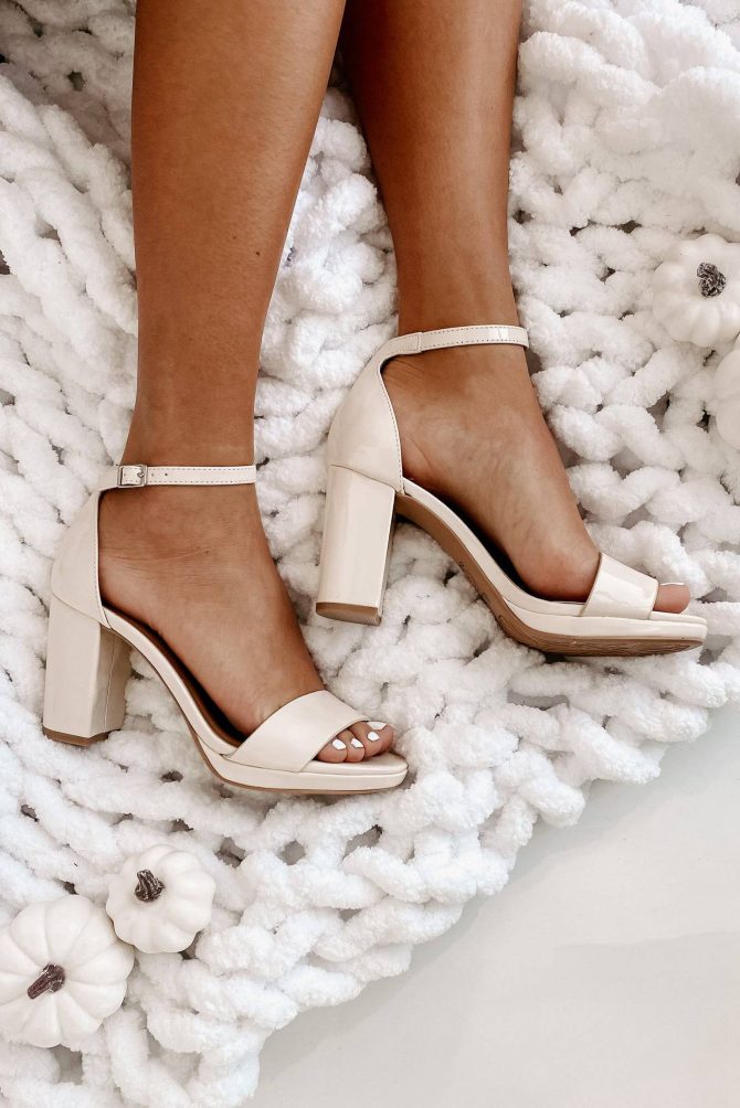 Popularity Contest Patent Leather Ankle Strap Heels (Bone) · NanaMacs - Image 3