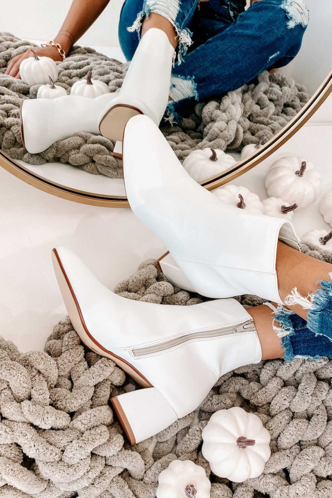 Truly Divine Faux Leather Booties (Bone) · NanaMacs