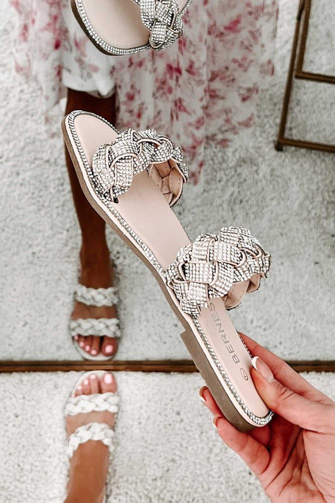Finding Fame Rhinestone Sandals (Beige) · NanaMacs - Image 2