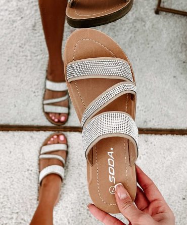 Naveena Rhinestone Strap Sandals (Natural) · NanaMacs