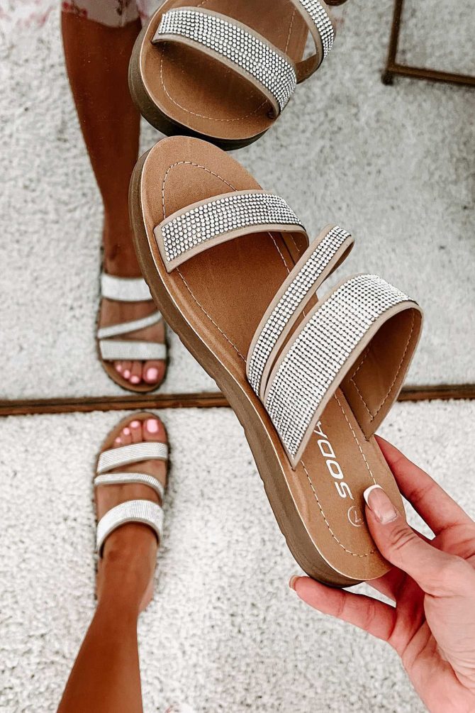 Naveena Rhinestone Strap Sandals (Natural) · NanaMacs - Image 3