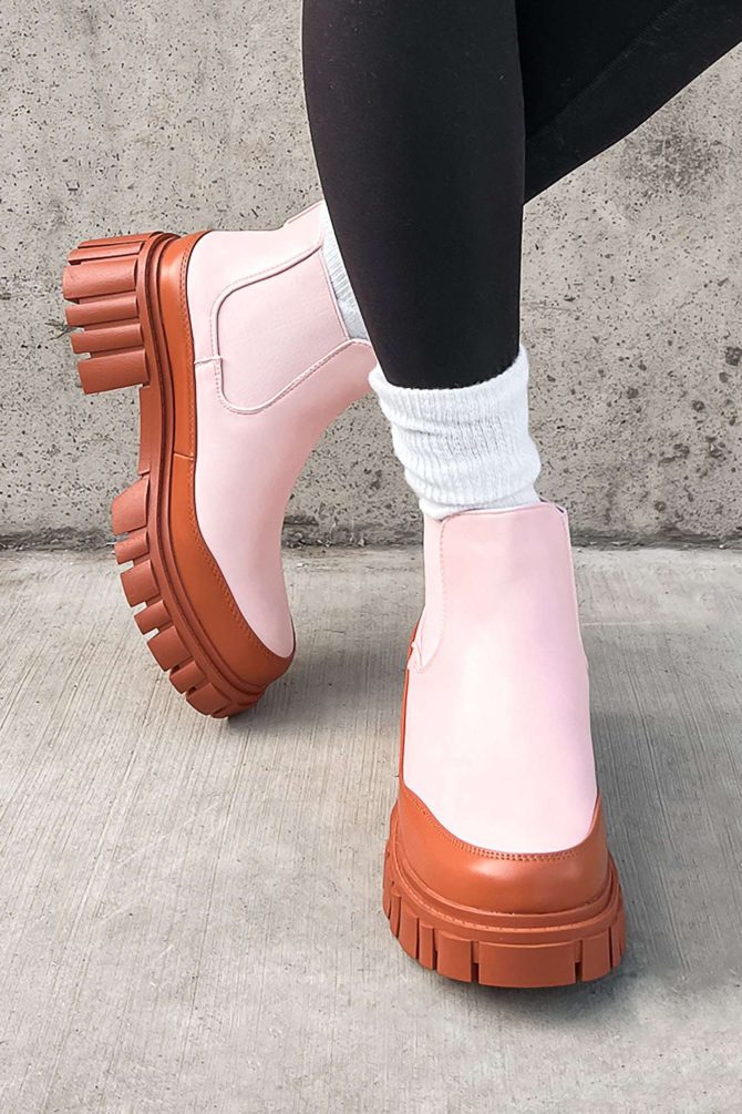 Doorbuster Going My Way Lug Sole Chelsea Ankle Booties (Pink) · NanaMacs - Image 4