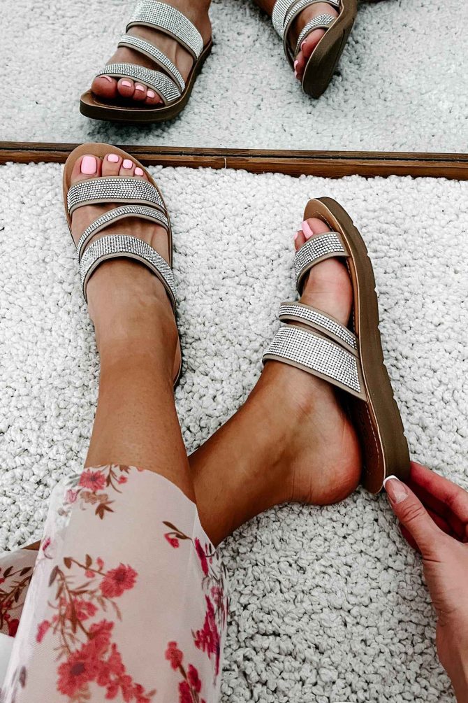 Naveena Rhinestone Strap Sandals (Natural) · NanaMacs - Image 2