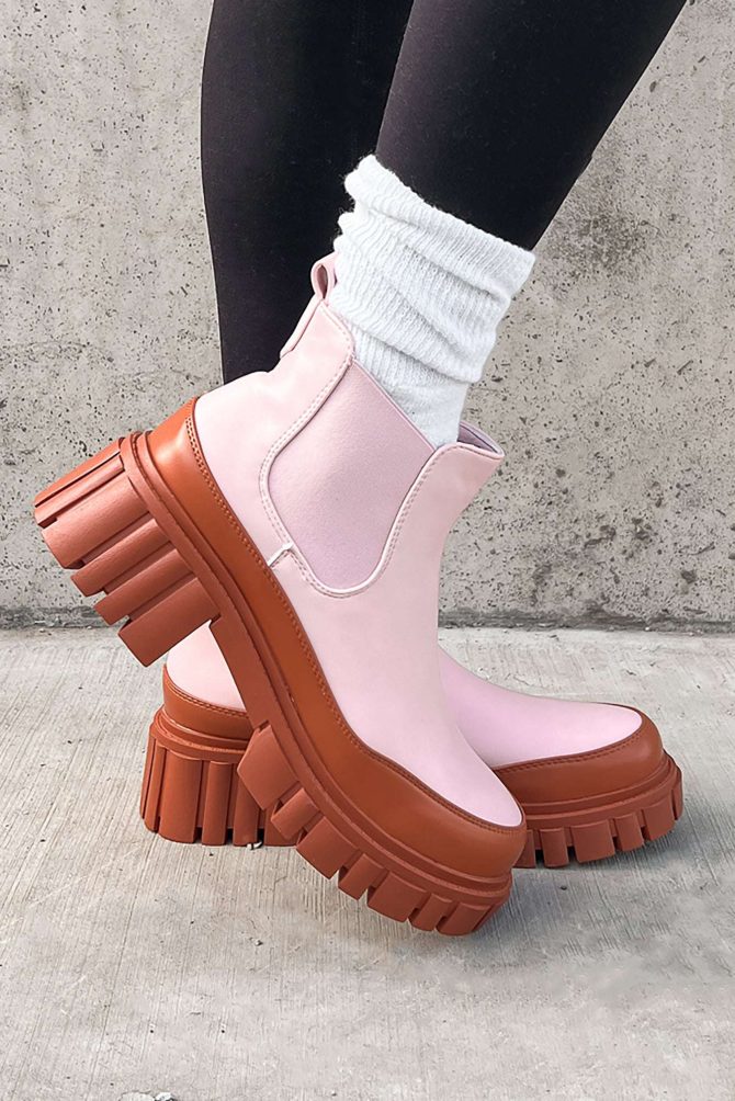 Doorbuster Going My Way Lug Sole Chelsea Ankle Booties (Pink) · NanaMacs - Image 2